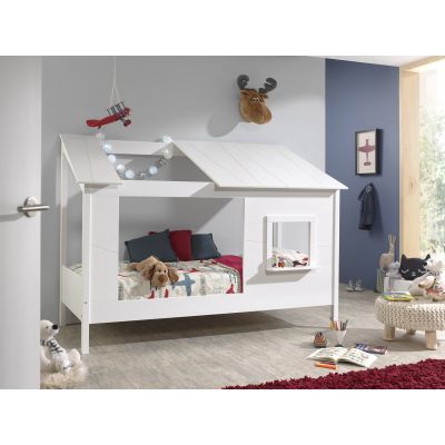 Pat din lemn de pin si MDF, pentru copii tip casuta Housebed Alb, 200 x 90 cm Pat din lemn de pin si MDF, pentru copii tip casuta Housebed Alb, 200 x 90 cm