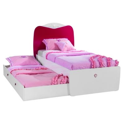 Pat din pal cu sertar, pentru fete si tineret Yakut White / Dark Pink, 190 x 90 cm Pat din pal cu sertar, pentru fete si tineret Yakut White / Dark Pink, 190 x 90 cm