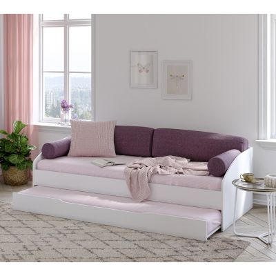 Pat din pal cu sertar si 4 perne, pentru copii si tineret Daybed Alb, 200 x 90 cm