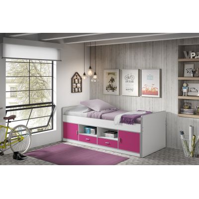 Pat din pal pentru copii Bonny Capitan Alb / Fucsia, 200 x 90 cm Pat din pal pentru copii Bonny Capitan Alb / Fucsia, 200 x 90 cm