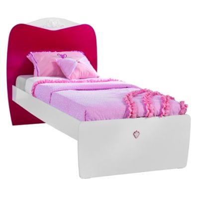 Pat din pal, pentru fete si tineret Yakut White / Dark Pink, 190 x 90 cm Pat din pal, pentru fete si tineret Yakut White / Dark Pink, 190 x 90 cm