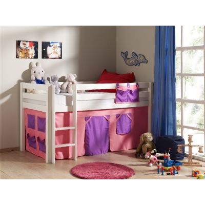 Pat etajat din lemn de pin, cu spatiu de joaca pentru copii Pino Bella Pink Alb, 200 x 90 cm Pat etajat din lemn de pin, cu spatiu de joaca pentru copii Pino Bella Pink Alb, 200 x 90 cm