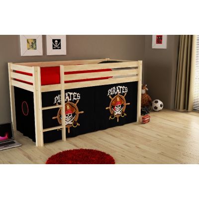 Pat etajat din lemn de pin, cu spatiu de joaca pentru copii Pino Pirates Natural, 200 x 90 cm Pat etajat din lemn de pin, cu spatiu de joaca pentru copii Pino Pirates Natural, 200 x 90 cm