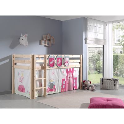 Pat etajat din lemn de pin, cu spatiu de joaca pentru copii Pino Plus Princess Natural, 200 x 90 cm Pat etajat din lemn de pin, cu spatiu de joaca pentru copii Pino Plus Princess Natural, 200 x 90 cm