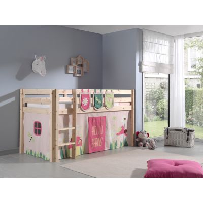 Pat etajat din lemn de pin, cu spatiu de joaca pentru copii Pino Plus Spring Natural, 200 x 90 cm Pat etajat din lemn de pin, cu spatiu de joaca pentru copii Pino Plus Spring Natural, 200 x 90 cm