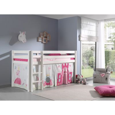Pat etajat din lemn de pin, cu spatiu de joaca pentru copii Pino Princess Alb, 200 x 90 cm Pat etajat din lemn de pin, cu spatiu de joaca pentru copii Pino Princess Alb, 200 x 90 cm