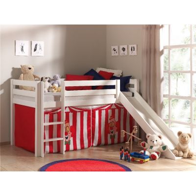 Pat etajat din lemn de pin, cu tobogan pentru copii Pino Chucky Alb, 200 x 90 cm Pat etajat din lemn de pin, cu tobogan pentru copii Pino Chucky Alb, 200 x 90 cm
