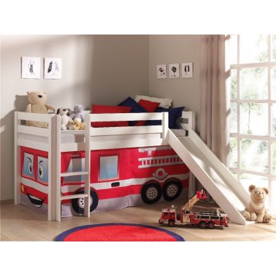 Pat etajat din lemn de pin, cu tobogan pentru copii Pino Fire Rescue Alb, 200 x 90 cm Pat etajat din lemn de pin, cu tobogan pentru copii Pino Fire Rescue Alb, 200 x 90 cm
