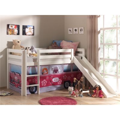 Pat etajat din lemn de pin, cu tobogan pentru copii Pino Little Princess Alb, 200 x 90 cm Pat etajat din lemn de pin, cu tobogan pentru copii Pino Little Princess Alb, 200 x 90 cm