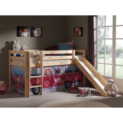 Pat etajat din lemn de pin, cu tobogan pentru copii Pino Little Princess Natural, 200 x 90 cm Pat etajat din lemn de pin, cu tobogan pentru copii Pino Little Princess Natural, 200 x 90 cm