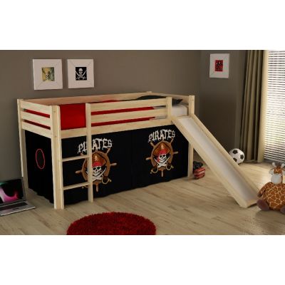 Pat etajat din lemn de pin, cu tobogan pentru copii Pino Pirates Natural, 200 x 90 cm Pat etajat din lemn de pin, cu tobogan pentru copii Pino Pirates Natural, 200 x 90 cm