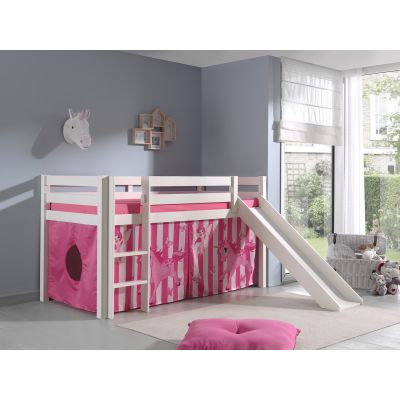 Pat etajat din lemn de pin, cu tobogan pentru copii Pino Pony Alb, 200 x 90 cm Pat etajat din lemn de pin, cu tobogan pentru copii Pino Pony Alb, 200 x 90 cm