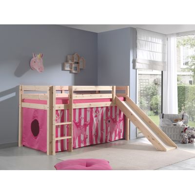 Pat etajat din lemn de pin, cu tobogan pentru copii Pino Pony Natural, 200 x 90 cm Pat etajat din lemn de pin, cu tobogan pentru copii Pino Pony Natural, 200 x 90 cm