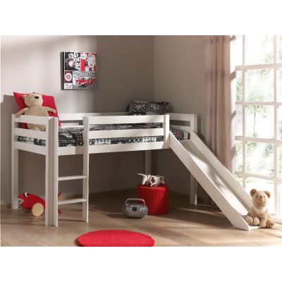 Pat etajat din lemn de pin, cu tobogan pentru copii Pino Simple Alb, 200 x 90 cm Pat etajat din lemn de pin, cu tobogan pentru copii Pino Simple Alb, 200 x 90 cm