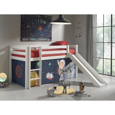 Pat etajat din lemn de pin, cu tobogan pentru copii Pino Space Alb, 200 x 90 cm Pat etajat din lemn de pin, cu tobogan pentru copii Pino Space Alb, 200 x 90 cm