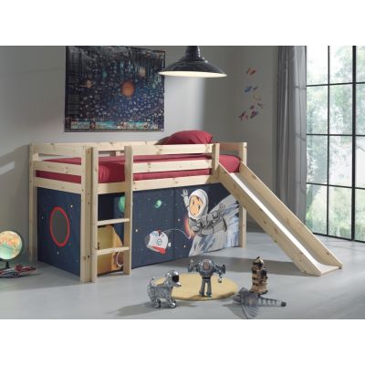 Pat etajat din lemn de pin, cu tobogan pentru copii Pino Space Natural, 200 x 90 cm Pat etajat din lemn de pin, cu tobogan pentru copii Pino Space Natural, 200 x 90 cm