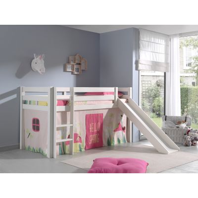 Pat etajat din lemn de pin, cu tobogan pentru copii Pino Spring Alb, 200 x 90 cm Pat etajat din lemn de pin, cu tobogan pentru copii Pino Spring Alb, 200 x 90 cm