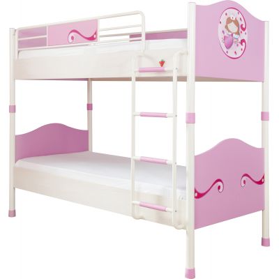 Pat etajat din pal si metal, pentru copii Little Princess Pink / White, 200 x 90 cm