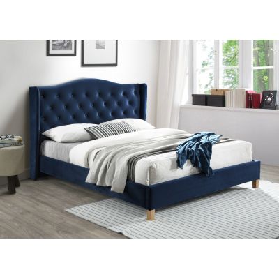 Pat tapitat cu stofa Oana Velvet Bleumarin + Lenjerie Bonus Pat tapitat cu stofa Oana Velvet Bleumarin + Lenjerie Bonus