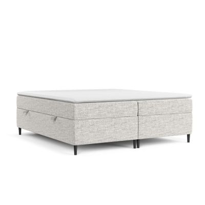 Pat boxspring gri deschis cu spațiu de depozitare 160x200 cm Araya – Maison de Rêve