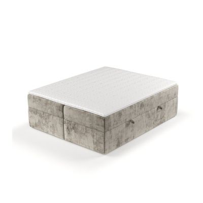 Pat boxspring maro deschis cu spațiu de depozitare 140x200 cm Yoko – Maison de Rêve