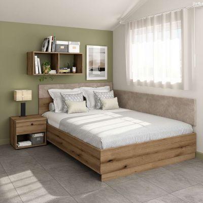 Pat colt AMBRO fara saltea, 140x200, Stejar