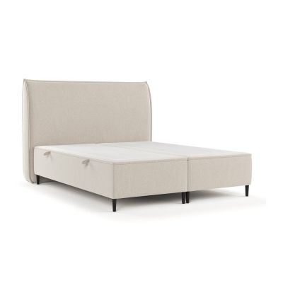 Pat matrimonial bej tapițat cu spațiu de depozitare 140x200 cm Draco – Maison de Rêve