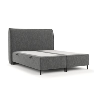 Pat matrimonial gri tapițat cu spațiu de depozitare 140x200 cm Draco – Maison de Rêve