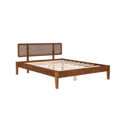 Pat matrimonial în culoare naturală/maro închis din lemn de molid cu somieră 180x200 cm Izabelya – Kalune Design