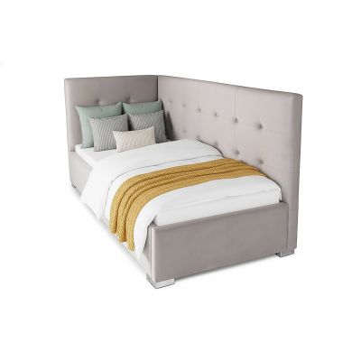 Pat Tapițat Lille de colț, cu somieră rabatabilă și ladă depozitare