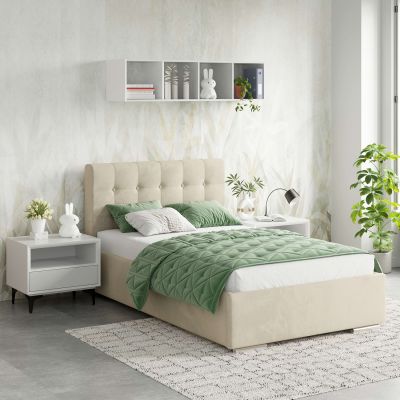 Pat tapitat de o persoana GEORGIA Clasic, 120x200, H107, somiera, Catifea Bej
