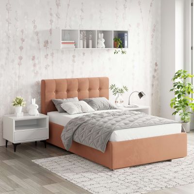 Pat tapitat de o persoana GEORGIA Clasic, 120x200, H107, somiera, Catifea Roz