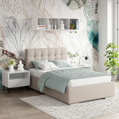 Pat tapitat de o persoana GEORGIA Clasic, 120x200, H107, somiera, Stofa Grej