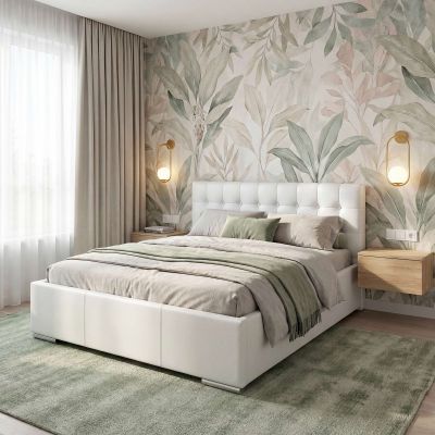 Pat tapitat GEORGIA, 180x200, piele eco Alba