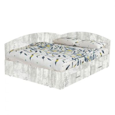 Pat Colt Alma 140x200 cm, cu 2 sertare laterale pe role, colt interschimbabil, pin antichizat