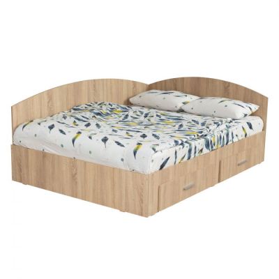 Pat Colt Alma 180x200 cm, cu 2 sertare laterale pe role, colt interschimbabil, sonoma deschis Pat Colt Alma 180x200 cm, cu 2 sertare laterale pe role, colt interschimbabil, sonoma deschis