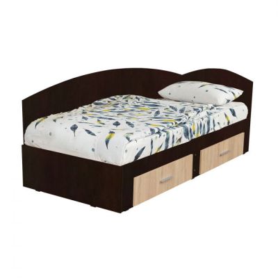 Pat Colt Alma 90x200 cm, cu 2 sertare laterale pe role, colt interschimbabil, sonoma inchis + sonoma deschis Pat Colt Alma 90x200 cm, cu 2 sertare laterale pe role, colt interschimbabil, sonoma inchis + sonoma deschis