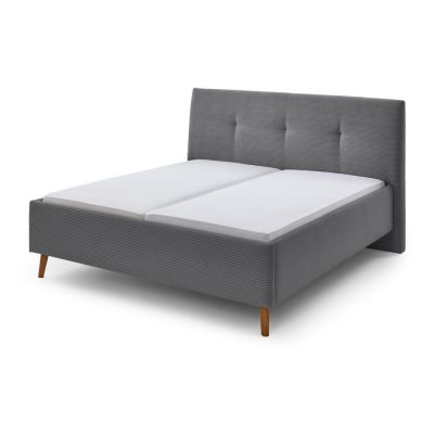 Pat matrimonial gri tapițat cu spațiu de depozitare cu somieră 180x200 cm Madea – Meise Möbel
