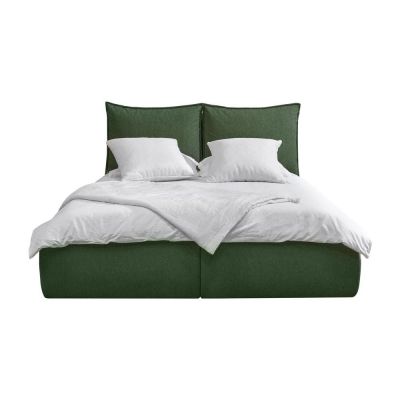 Pat matrimonial verde închis tapițat cu spațiu de depozitare cu somieră 180x200 cm Garance – Bobochic Paris