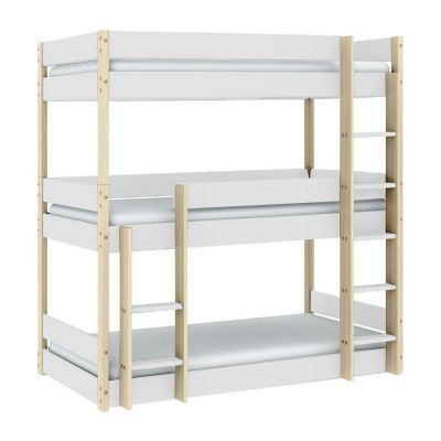 Pat pentru copii alb/în culoare naturală supraetajat 90x190 cm Valka – Marckeric
