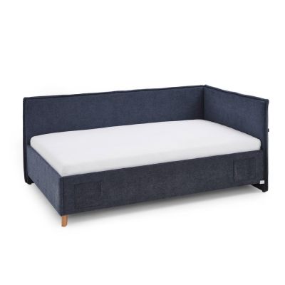Pat pentru copii albastru închis pe colț cu spațiu de depozitare 140x200 cm Fun – Meise Möbel