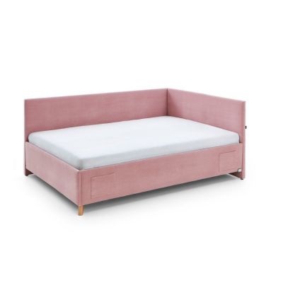 Pat pentru copii roz pe colț cu spațiu de depozitare 140x200 cm Cool – Meise Möbel