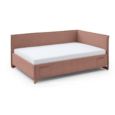 Pat pentru copii roz pe colț cu spațiu de depozitare 140x200 cm Fun – Meise Möbel