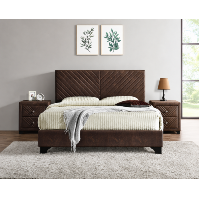 Pat Tapitat Kring Suport Saltea Inclus culoare Maro 160x200 cm