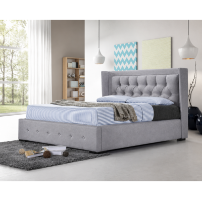 Pat tapitat Roma 160x200cm, suport saltea inclus, culoare Gri