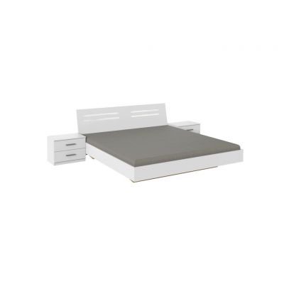 Pat 160x200 cm in alb, culoare crom Pat 160x200 cm in alb, culoare crom