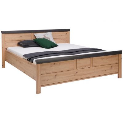 Pat, 180/200 cm, gri închis, stejar Artisan