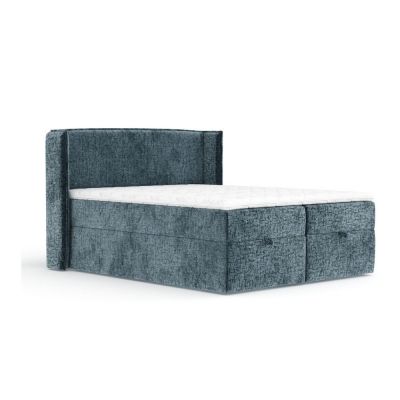 Pat boxspring albastru cu spațiu de depozitare 200x200 cm Passion – Maison de Rêve