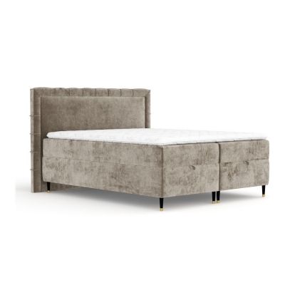Pat boxspring bej cu spațiu de depozitare 200x200 cm Voyage – Maison de Rêve