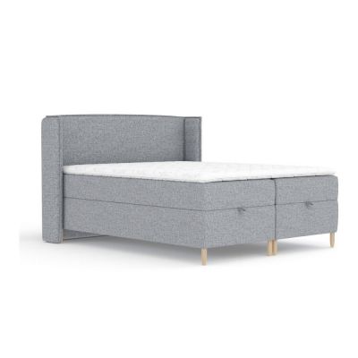 Pat boxspring gri cu spațiu de depozitare 200x200 cm Monpelli – Maison de Rêve